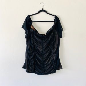 Torrid Ruched Off-the-Shoulder Mesh Blouse